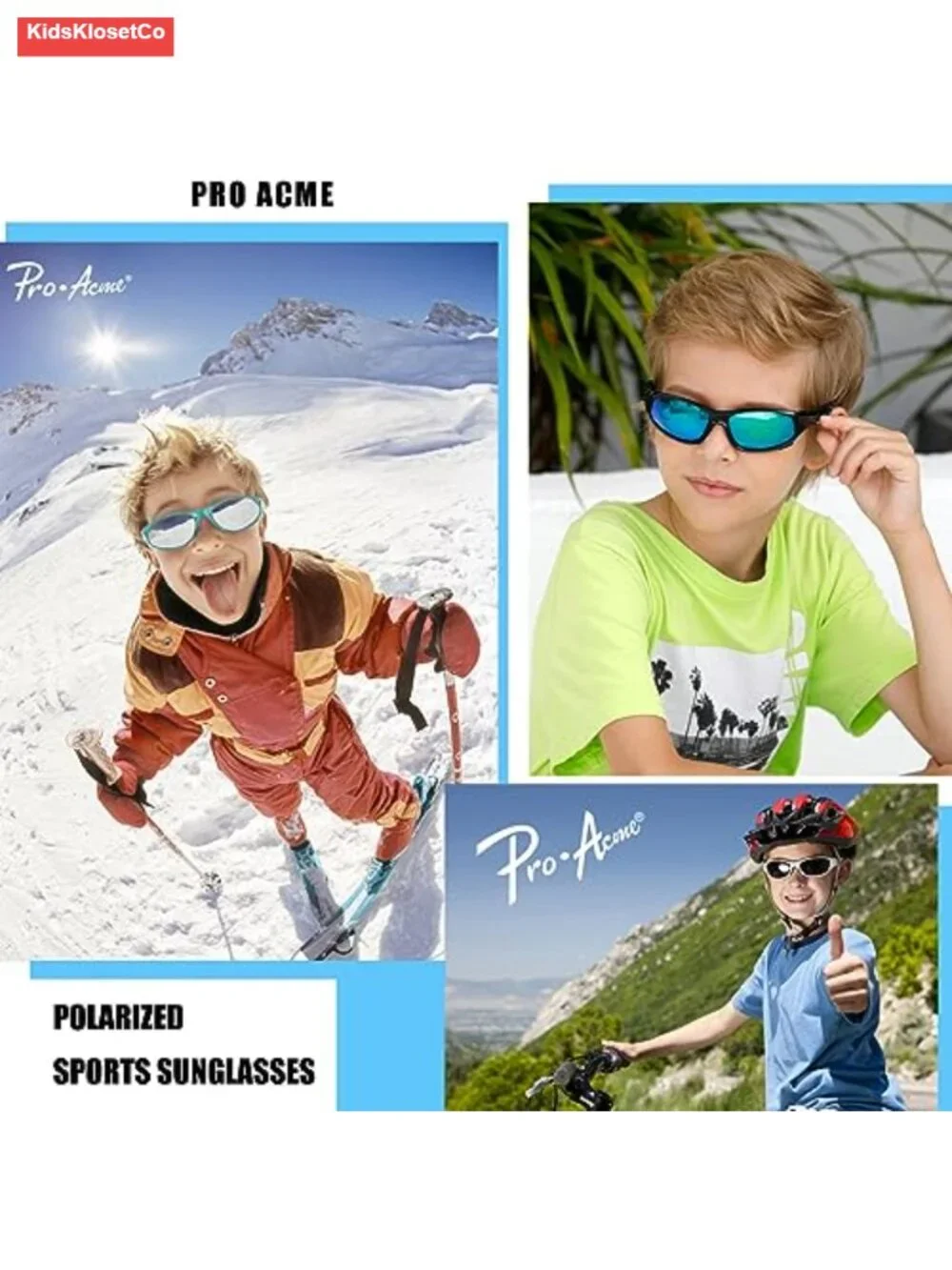Polarized Sports Sunglasses for Kids Unbreakable Baseball Shades Ages 4-10